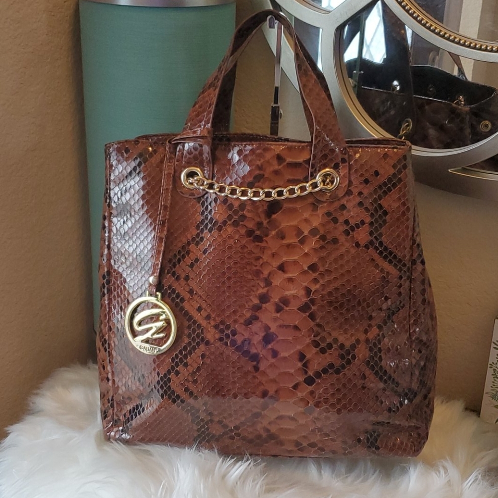 Galian Faux Snakeskin leather large tote